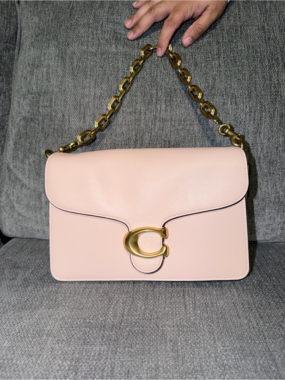 Coach Blush Pink Leather Shoulder Bag with Gold Chain